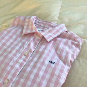 Pink and white button down